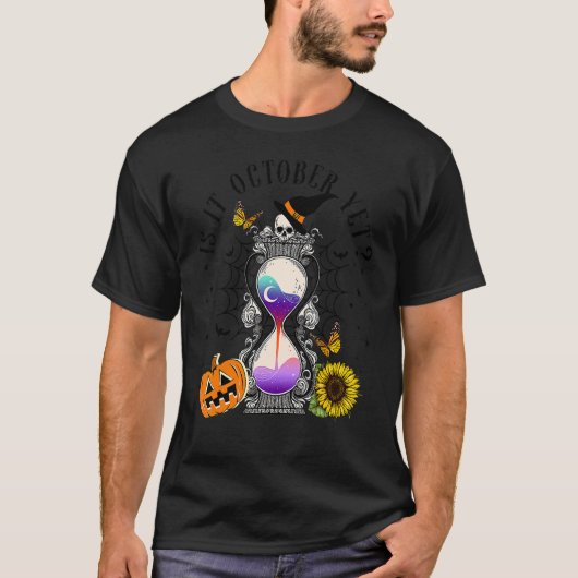 Retro Skull Hourglass Sunflower Halloween T-shirt (Voorkant)