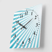 Retro Sky blue Sun Rays Achtergrond Vierkante Klok (Hoek)