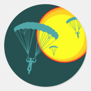 retro sky divers ronde sticker