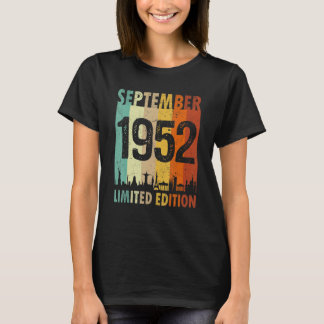 Retro Skyline September 1952 70ste verjaardag T-shirt