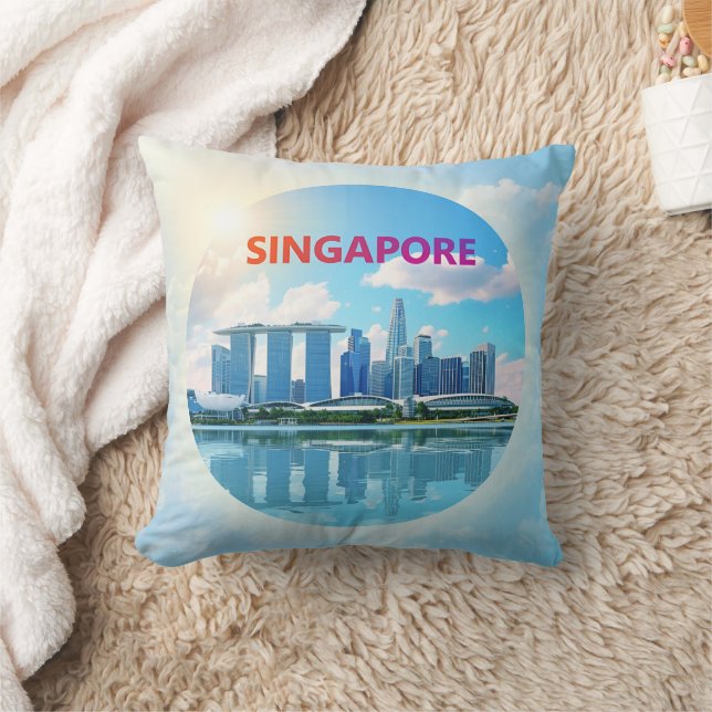 Retro skyline van Singapore-stad Kussen (Deken)