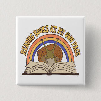 Retro Slak Leest boeken Vierkante Button 5,1 Cm