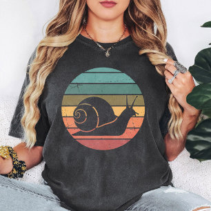 Retro Slakken Zonsondergang Cirkel Grafisch Ontwer T-shirt