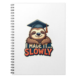 Retro slapende luiaard afstudeerdesign met cute di notitieboek