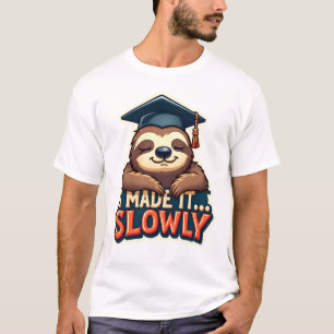 Retro Slaperige Luiaard Afstudeerdesign Cute Diere T-shirt