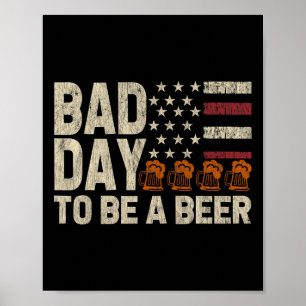 Retro Slechtedag Om Een Bier Te Zijn Usa Vlag Bier Poster