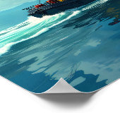 Retro sleepboot nautisch kustlandschap poster (Hoek)