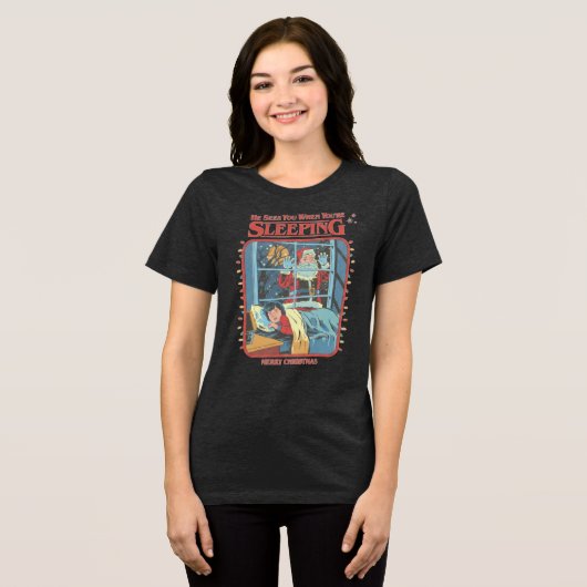 Retro Sleeping Comic Graphic Tee Tri-Blend Shirt (Voorkant volledig)