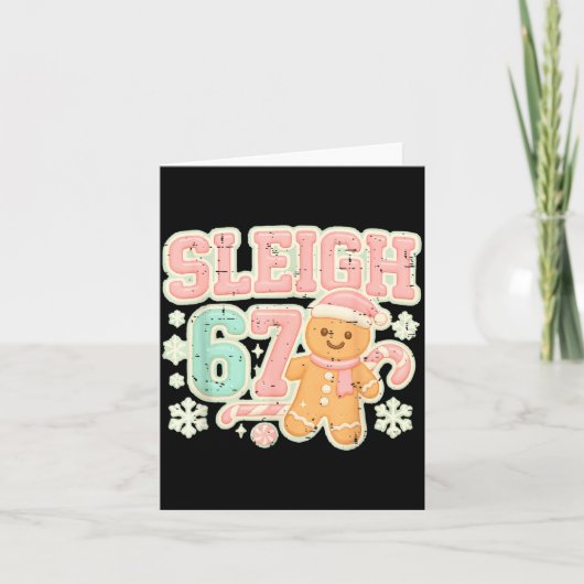 Retro Sleigh 67 Gingerbread Christmas Six Seven Me Kaart (Voorkant)