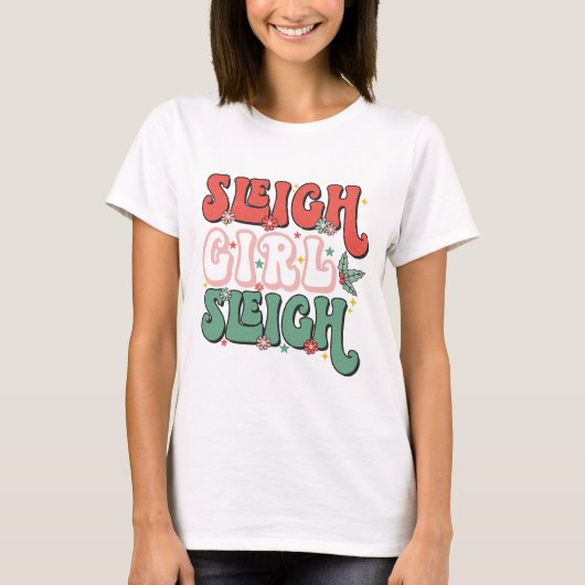 Retro  Sleigh Meisje Sleigh Feestelijk T-shirt (Voorkant)