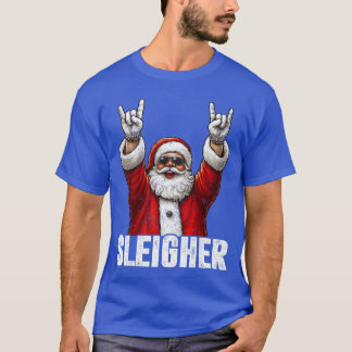 Retro Sleigher Cool Kerstman Rock On Kerstmis Xmas T-shirt