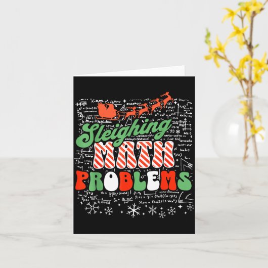 Retro Sleighing Math Problems Santa Math Teacher C Kaart (Gele Bloem)