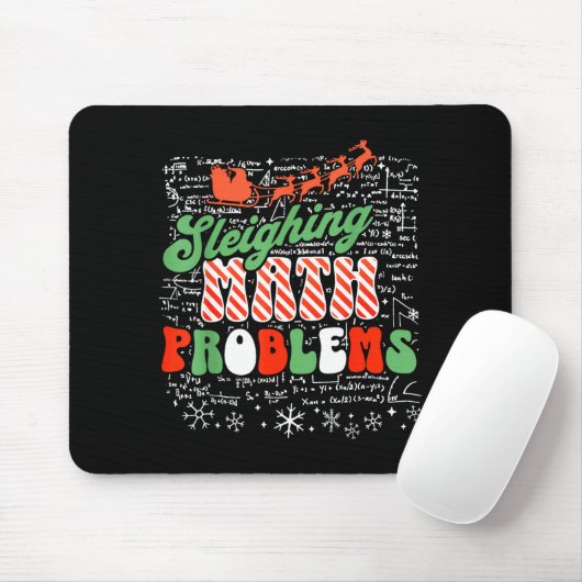 Retro Sleighing Math Problems Santa Math Teacher C Muismat (Met muis)