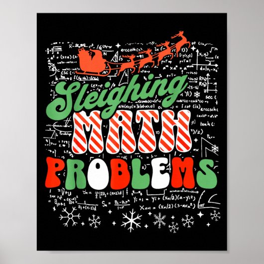 Retro Sleighing Math Problems Santa Math Teacher C Poster (Voorkant)