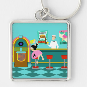 Retro Sleutelhanger van de Fontein van de Soda