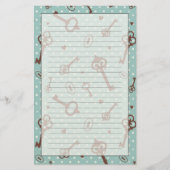 Retro Sleutels van Valentijn Briefpapier (Voorkant)