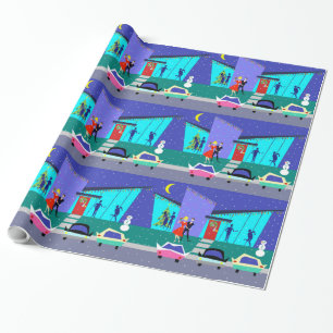 Retro Sliday Cartoon Party wrapping Paper Cadeaupapier