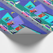 Retro Sliday Cartoon Party wrapping Paper Cadeaupapier (Hoek)