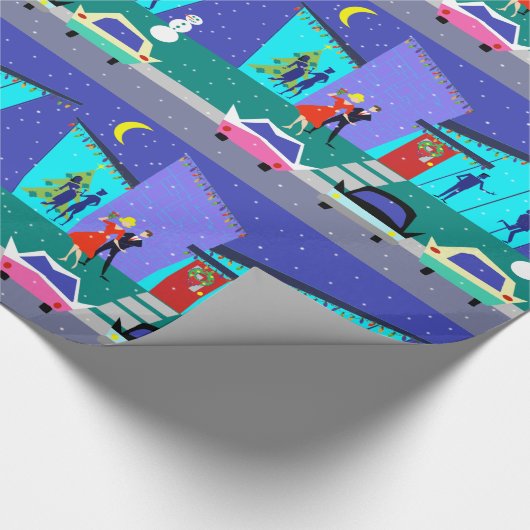 Retro Sliday Cartoon Party wrapping Paper Cadeaupapier (Hoek)