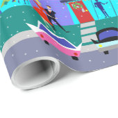 Retro Sliday Cartoon Party wrapping Paper Cadeaupapier (Rol Hoek)