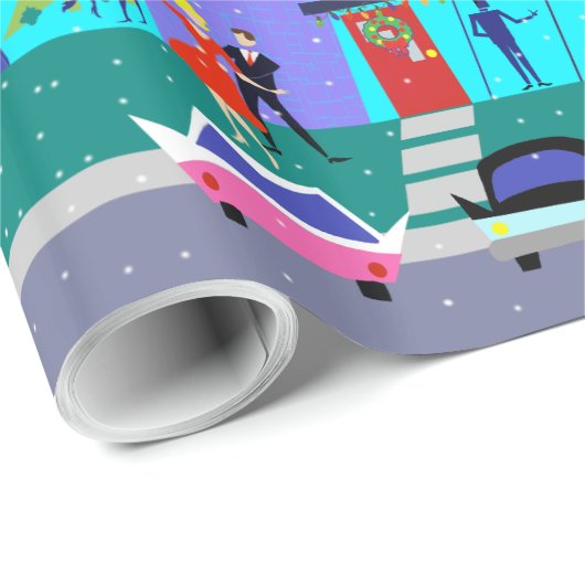 Retro Sliday Cartoon Party wrapping Paper Cadeaupapier (Rol Hoek)
