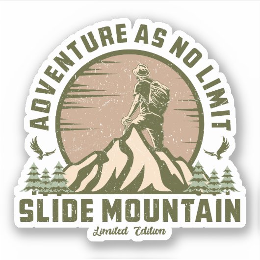 Retro Slide Mountain Hike Sticker (Voorkant)