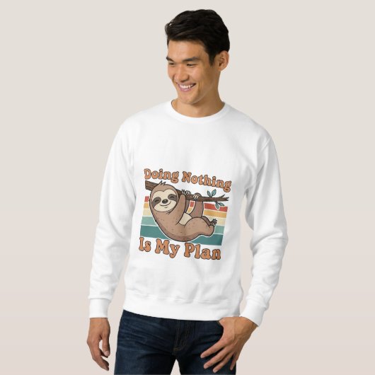 Retro Sloth Doing Nothing Men’s Sweatshirt (Voorkant volledig)