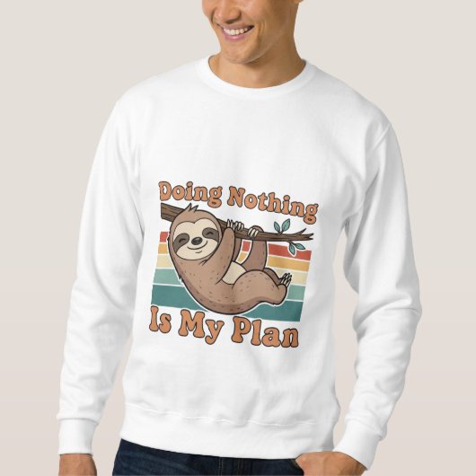 Retro Sloth Doing Nothing Men’s Sweatshirt (Voorkant)