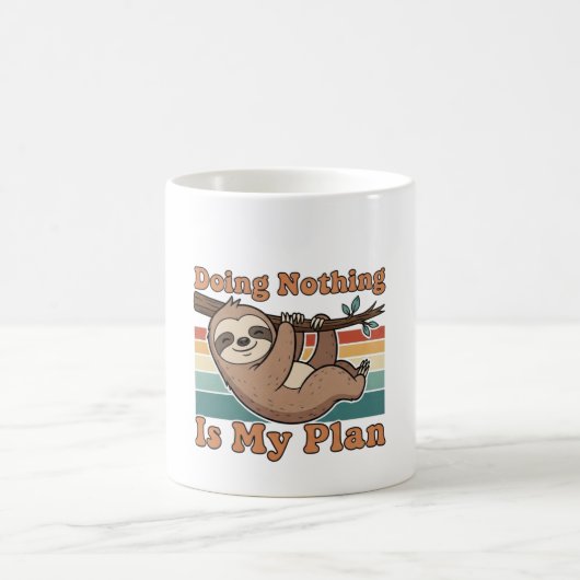 Retro Sloth Doing Nothing White Coffee Mug Koffiemok (Center)
