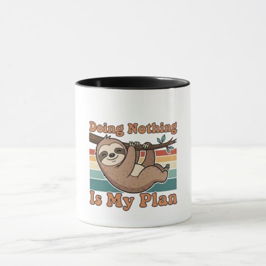 Retro Sloth Lazy Humor Color Inside Mug Mok (Midden)