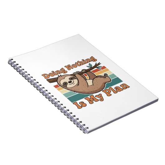 Retro Sloth Lazy Quote Lined Notebook Notitieboek (Rechterzijde)