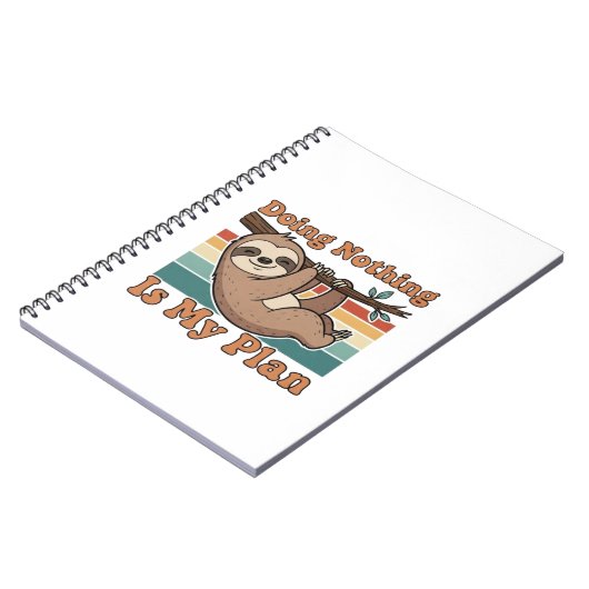 Retro Sloth Lazy Quote Lined Notebook Notitieboek (Linkerzijde)