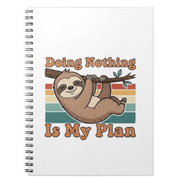 Retro Sloth Lazy Quote Lined Notebook Notitieboek