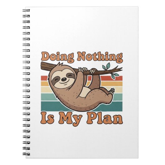 Retro Sloth Lazy Quote Lined Notebook Notitieboek (Voorkant)