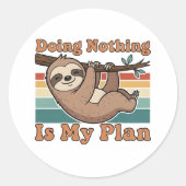 Retro Sloth Lazy Quote Vinyl Sticker (Voorkant)
