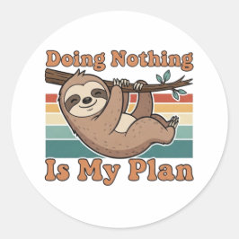 Retro Sloth Lazy Quote Vinyl Sticker
