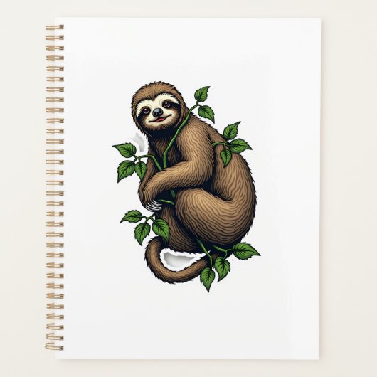 Retro Sloth Line Art Vintage Tee (4) Planner (Voorkant)