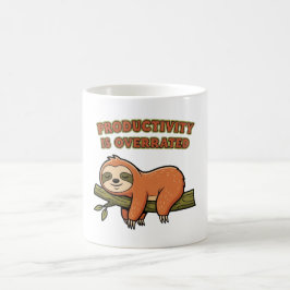 Retro Sloth Productivity Humor White Mug Koffiemok