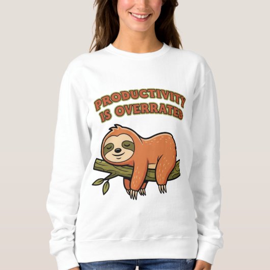 Retro Sloth Productivity Is Overrated Women’s Swea Trui (Voorkant)