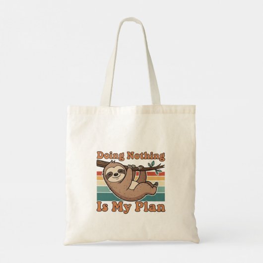 Retro Sloth Slow Life Canvas Tote Bag (Achterkant)