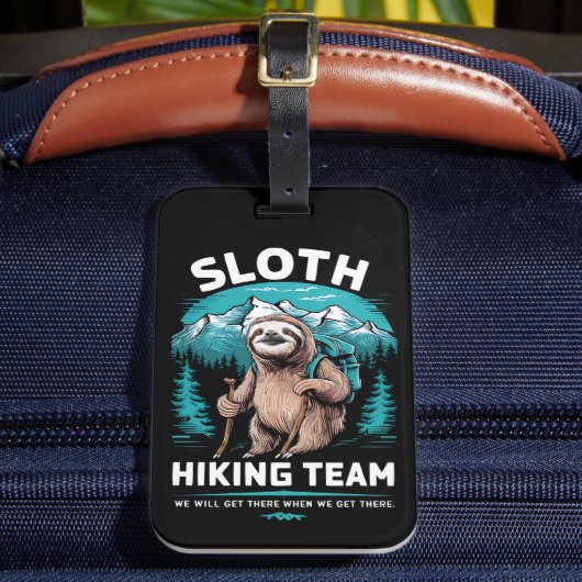 Retro Sloth Wandelteam cadeau Bagagelabel (Voorkant Insitu 2)