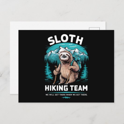 Retro Sloth Wandelteam  cadeau Briefkaart (Voorkant / Achterkant)