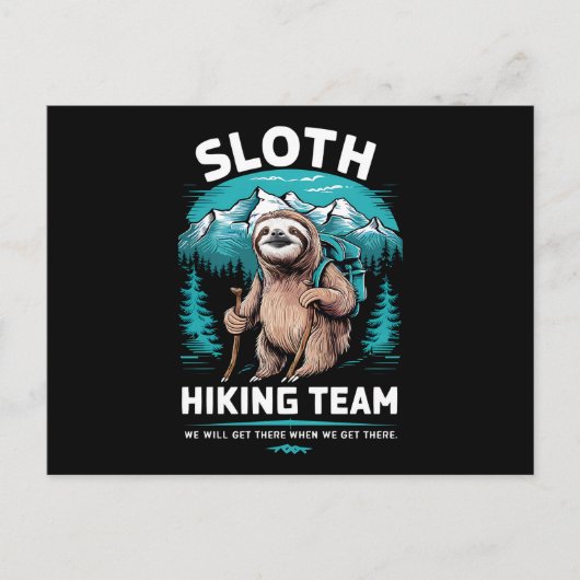 Retro Sloth Wandelteam  cadeau Briefkaart (Voorkant)