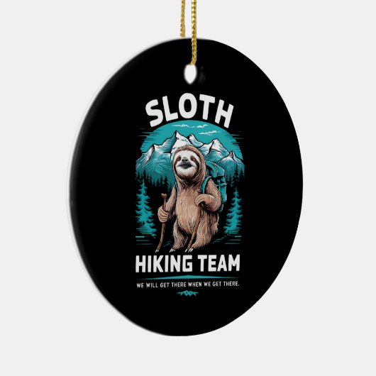 Retro Sloth Wandelteam  cadeau Keramisch Ornament (Rechts)