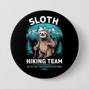 Retro Sloth Wandelteam  cadeau Ronde Button 7,6 Cm