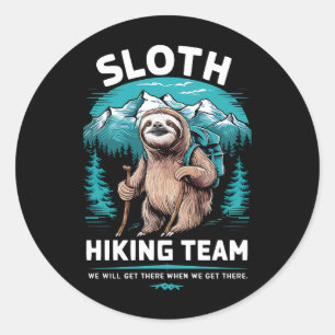 Retro Sloth Wandelteam cadeau Ronde Sticker