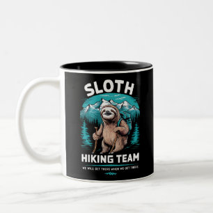 Retro Sloth Wandelteam  cadeau Tweekleurige Koffiemok