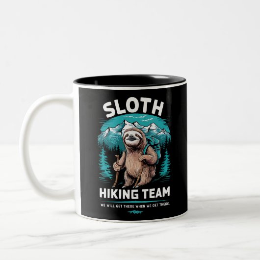 Retro Sloth Wandelteam  cadeau Tweekleurige Koffiemok (Links)