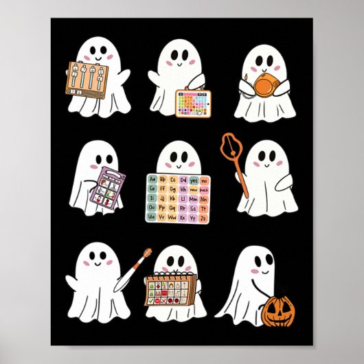 Retro SLP Ghost Halloween Speech Therapy Herfst Fa Poster (Voorkant)