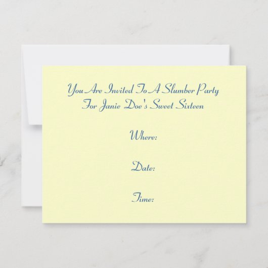 Retro SLUMBER PARTIJ Uitnodigingen Tweens Tiener P (Achterkant)